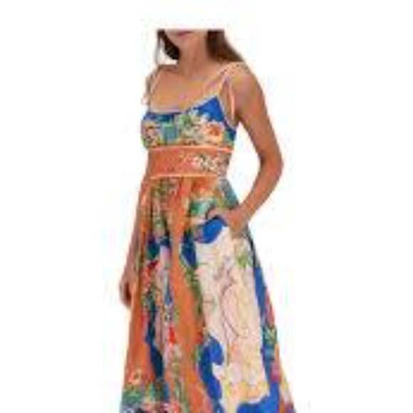 Christian Lacroix | Dresses | Christian Lacroix Alight Picnic Nautical Map  Blue Linen Blend Midi Dress Size L | Poshmark